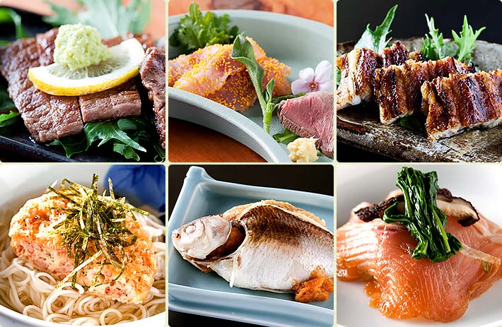 琵琶湖の幸や地元の新鮮食材を心ゆくまで楽しめる。